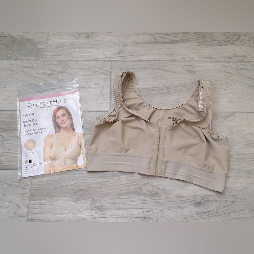 Post op compression Beige Front-Closure Support Bra for Women